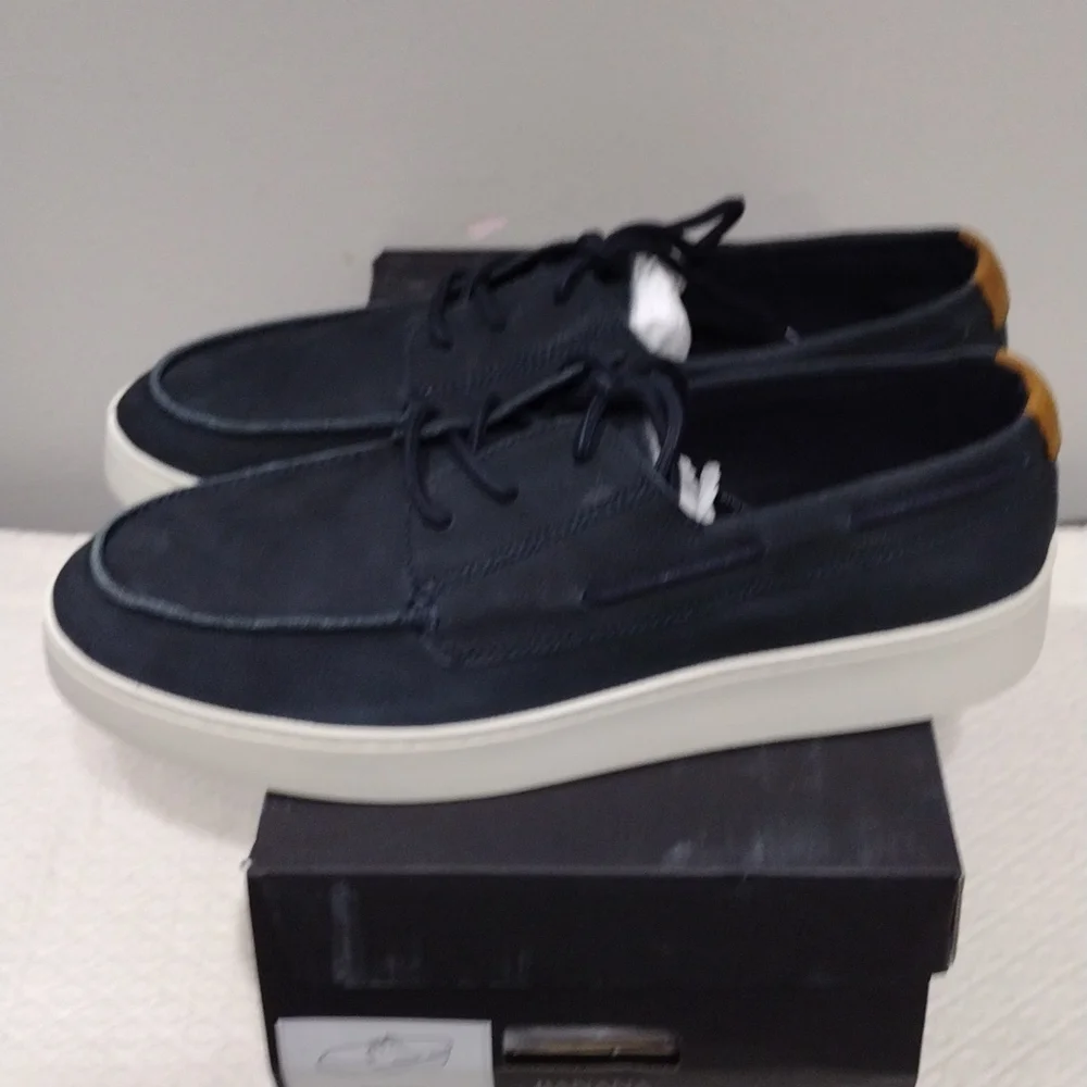 Banana Republic Morton Navy Nubuck Leather Boat Shoe